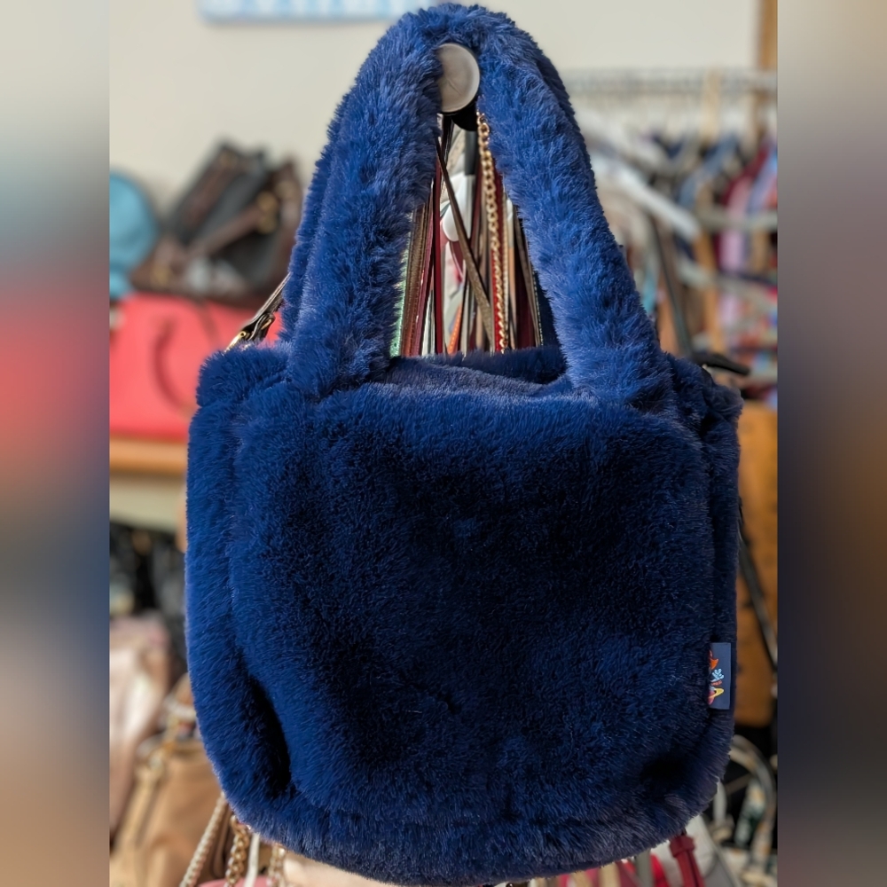 UNIF Luxurious Royal Purple Faux Fur Tote Shoulder  Bag NWT